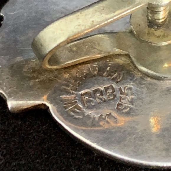 Hecho En Mexico Sterling Silver Abalone Earrings - Picture 6 of 6